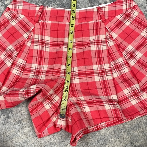 New Smythe Pleated Plaid Walking Shorts in Watermelon Plaid Red Sz 6 - Picture 10 of 12